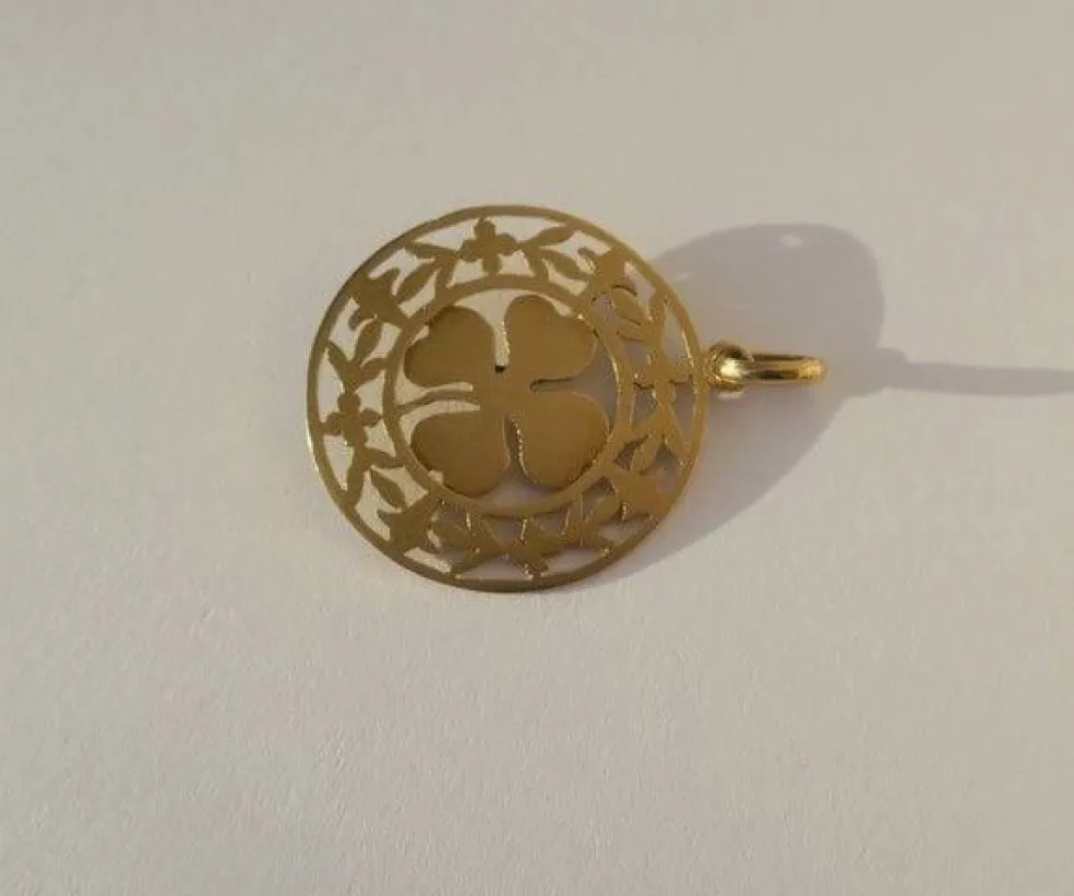 Pendentif Art Nouveau trèfle chance or
