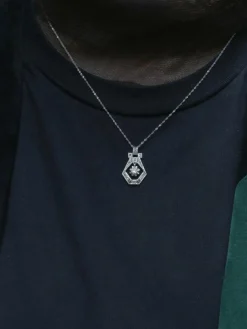 Pendentif Art-Déco Or blanc Platine Diamants