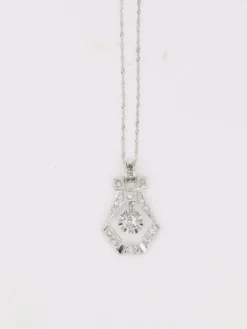 Pendentif Art-Déco Or blanc Platine Diamants