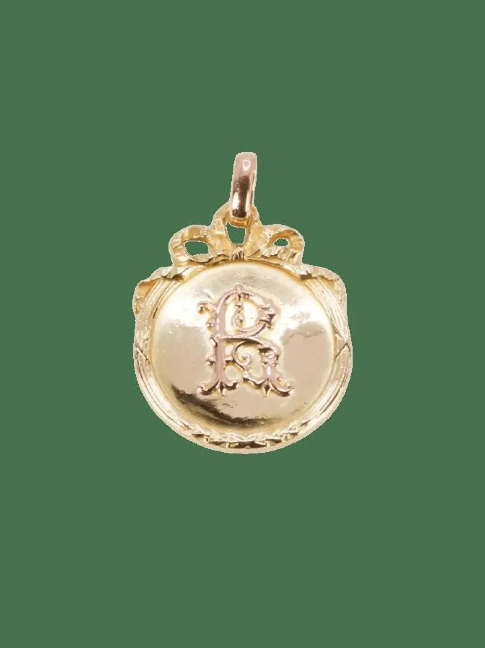 Pendentif Art-Nouveau lettre R or jaune