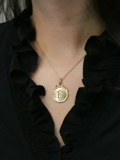 Pendentif Art-Nouveau lettre R or jaune