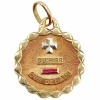 Pendentif AUGIS médaille d'amour 19MM or rose 18k et rubis : "+ QU'HIER - QUE DEMAIN"