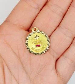 Pendentif AUGIS médaille d'amour 22mm or 18k et rubis : 
