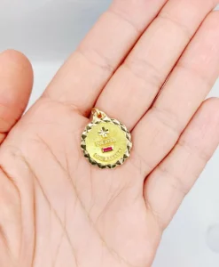 Pendentif AUGIS médaille d'amour 22mm or 18k et rubis : 
