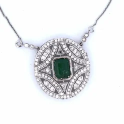 PENDENTIF AVEC COLLIER - OR BLANC 18 KT