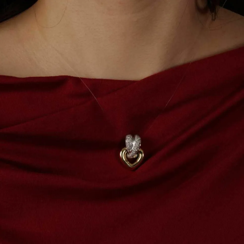 Pendentif bicolore avec pavé brillant