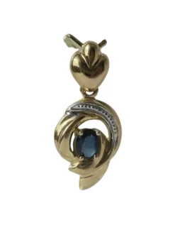 Pendentif bicolore coeur saphir