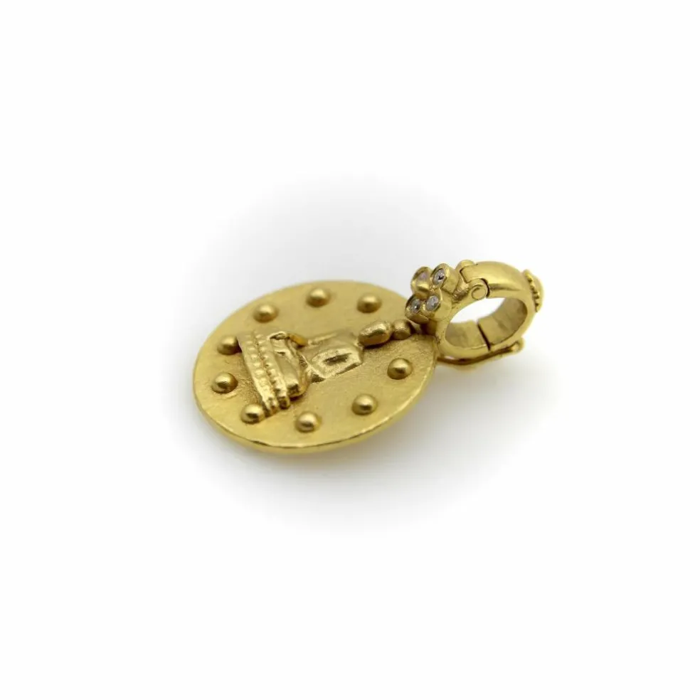Pendentif Bouddha Orly Marcel en or jaune avec bélière en forme de fleur de diamant