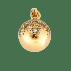 Pendentif "boule" en or jaune sertie de diamants
