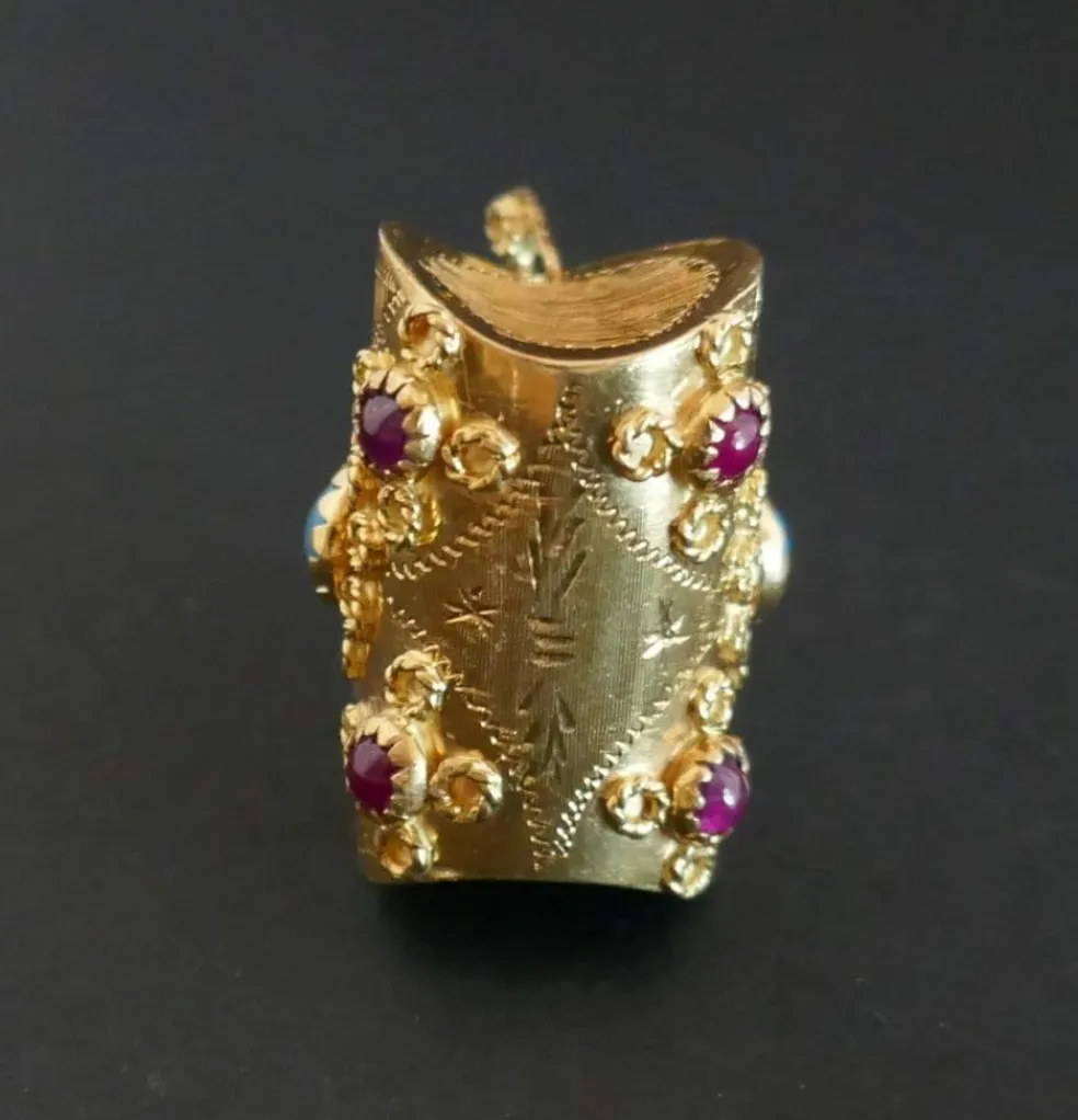 Pendentif Breloque Rubis et Turquoises
