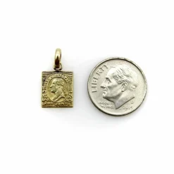 Pendentif breloque timbre de 2 cents de Washington or jaune