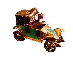 Pendentif Breloque Voiture émaillée, Or