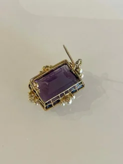 Pendentif Broche Améthyste et Perles