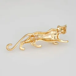 Pendentif broche en or jaune vintage panthere