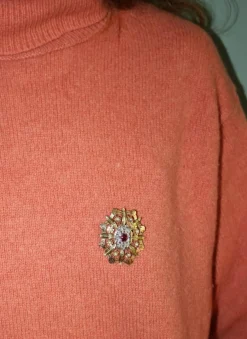 Pendentif Broche Napoléon III trois ors diamants grenat