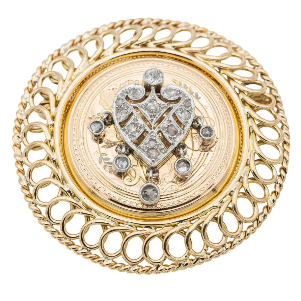 Pendentif Broche Or rose Diamant