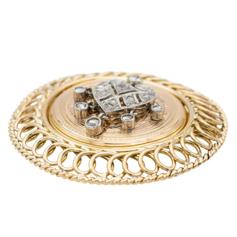 Pendentif Broche Or rose Diamant
