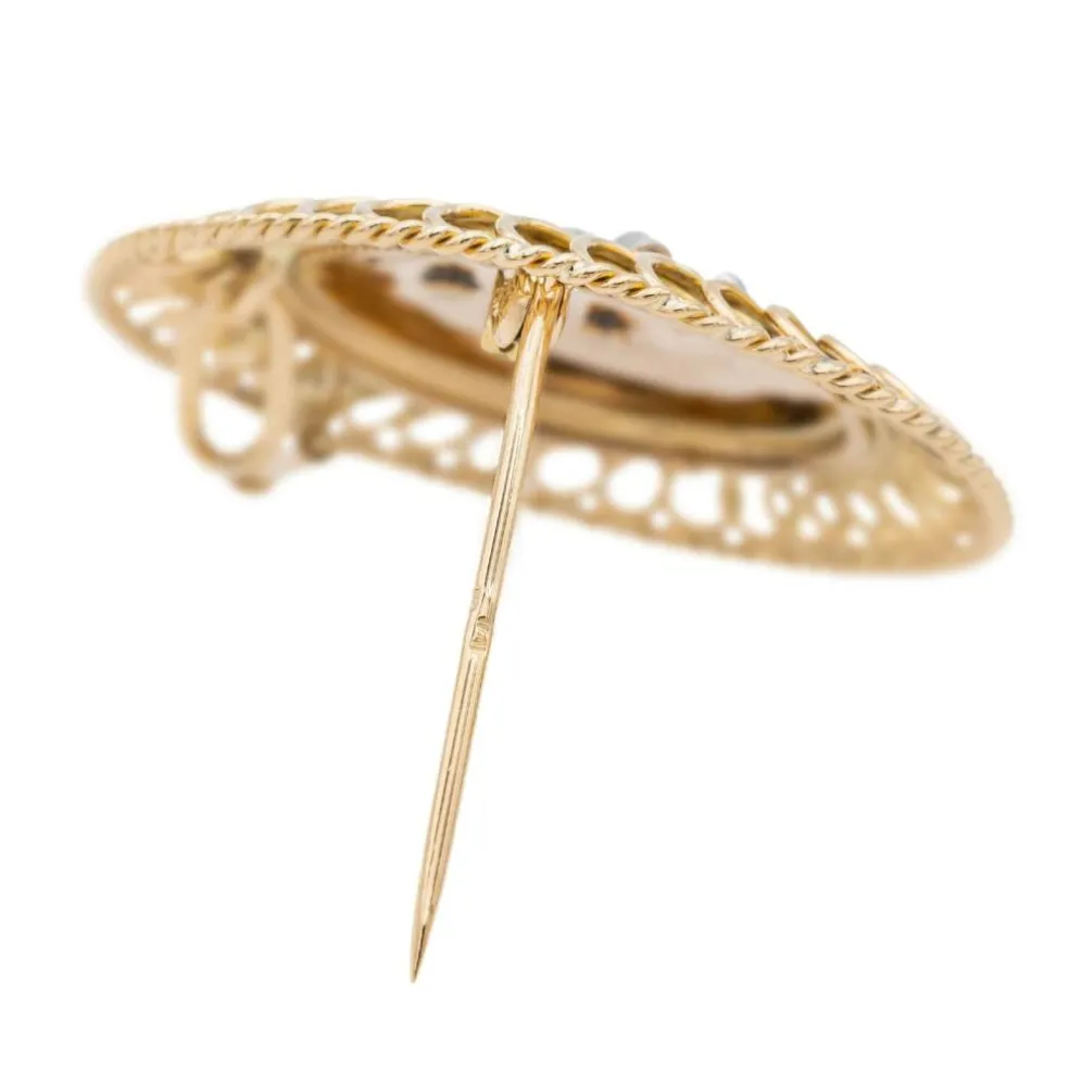 Pendentif Broche Or rose Diamant