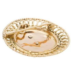 Pendentif Broche Or rose Diamant