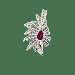 Pendentif Cccktail or blanc rubis et diamants