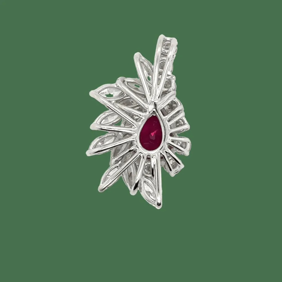 Pendentif Cccktail or blanc rubis et diamants