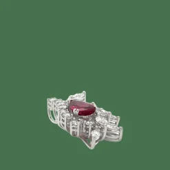 Pendentif Cccktail or blanc rubis et diamants