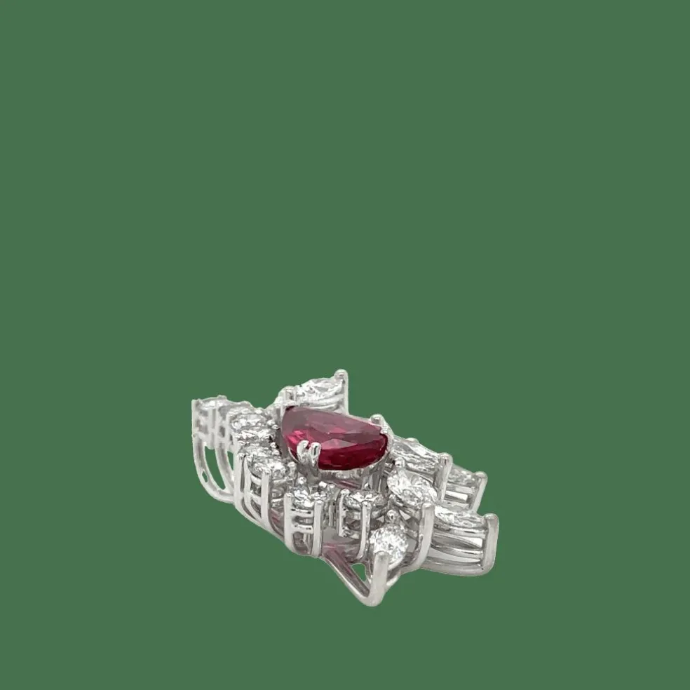 Pendentif Cccktail or blanc rubis et diamants