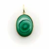Pendentif cercles concentriques en malachite signature dorée