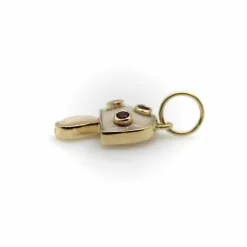 Pendentif Champignon Magique en or jaune, quartz crème et améthyste