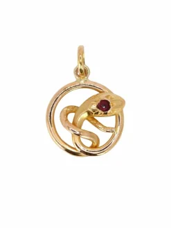 Pendentif charms ancien serpent or jaune