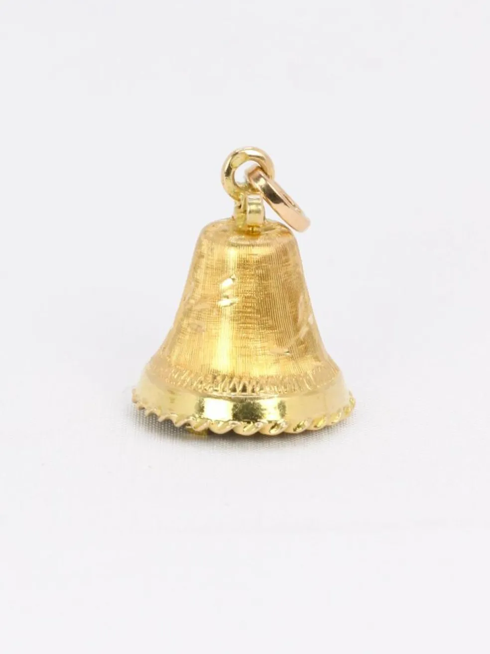 Pendentif charms vintage cloche or jaune pierre bleue