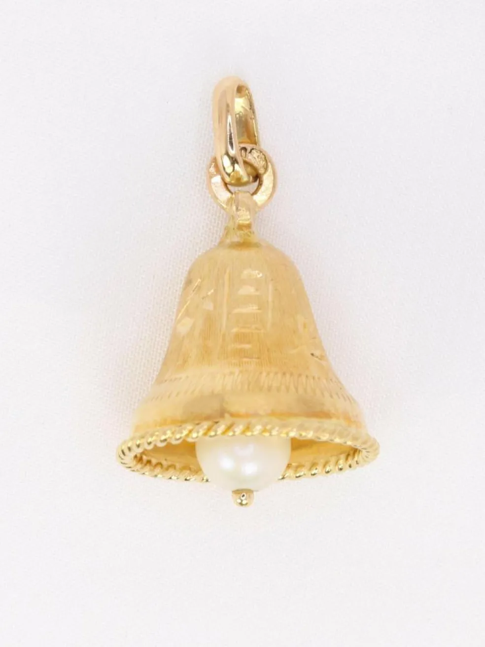 Pendentif charms vintage cloche or jaune perle