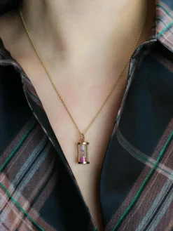 Pendentif charms vintage sablier or jaune