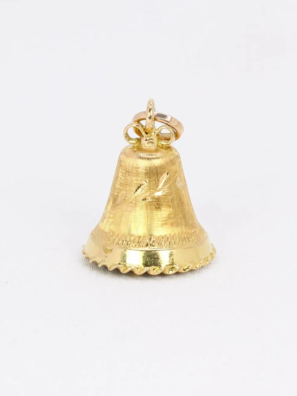 Pendentif charms vintage cloche or jaune pierre bleue