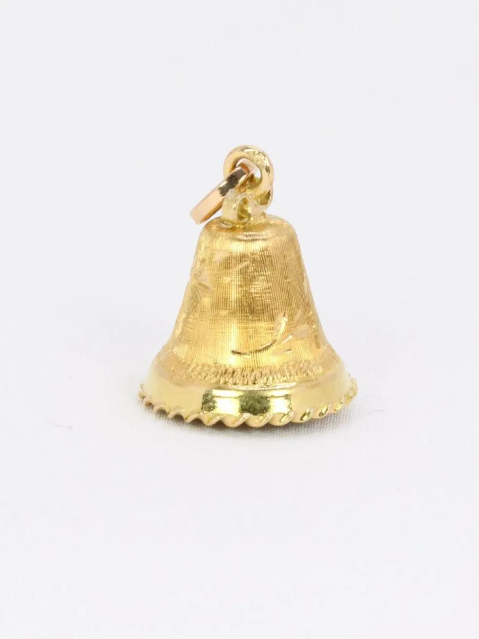 Pendentif charms vintage cloche or jaune pierre bleue