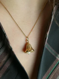 Pendentif charms vintage cloche or jaune perle