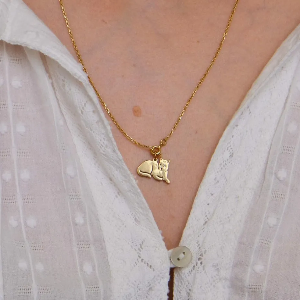 Pendentif Chat Or jaune