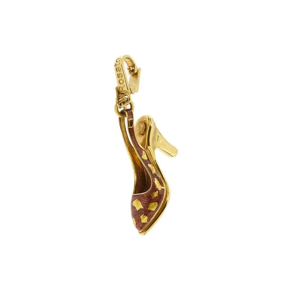 Pendentif "chaussure" Or jaune Email