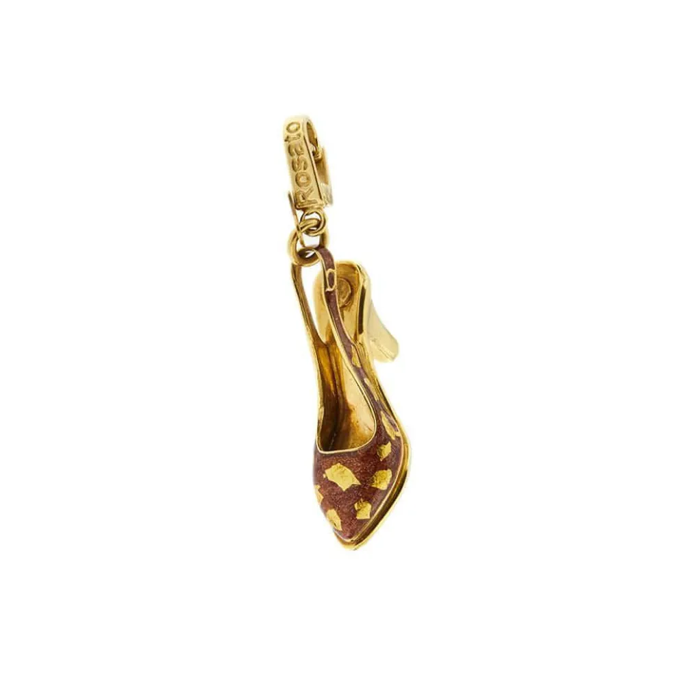 Pendentif "chaussure" Or jaune Email