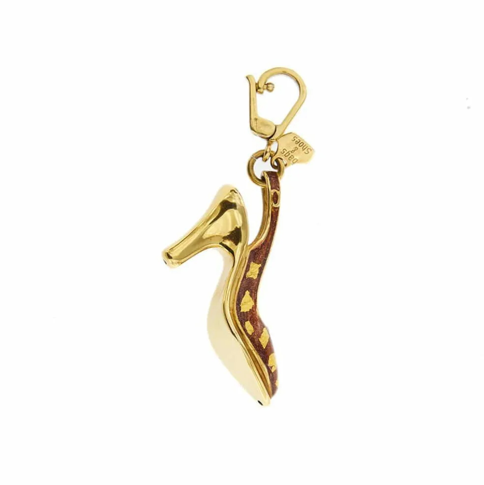 Pendentif "chaussure" Or jaune Email