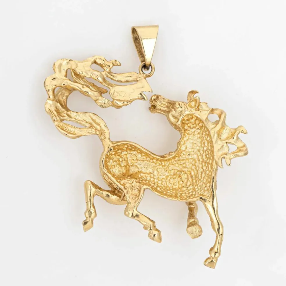 Pendentif Cheval Sauvage Vintage Or jaune