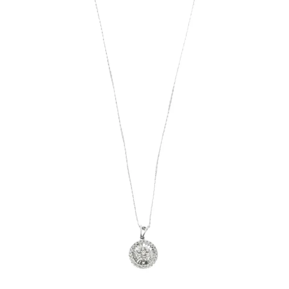 Pendentif circulaire en or blanc et diamants