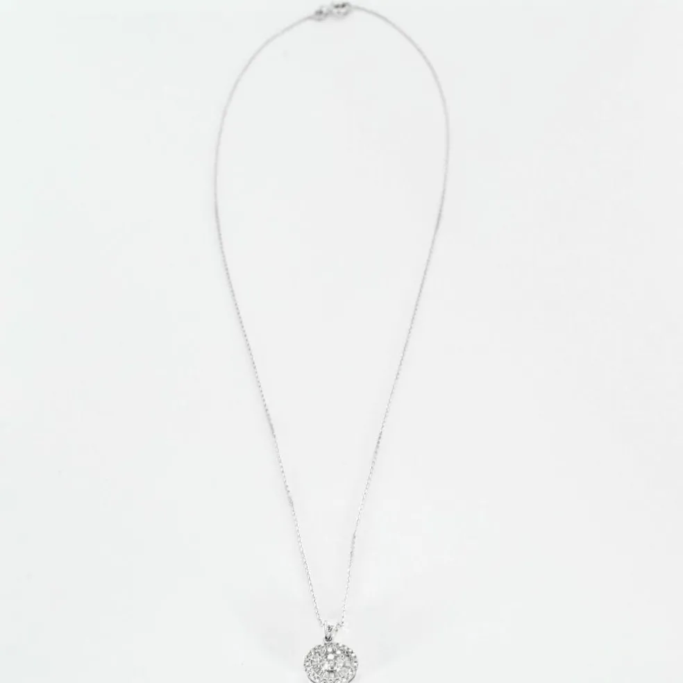 Pendentif circulaire en or blanc et diamants