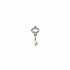 Pendentif clef or blanc 18 carats serti de diamants