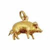 Pendentif cochon en or jaune orné de pierre rouges (circa 1890)