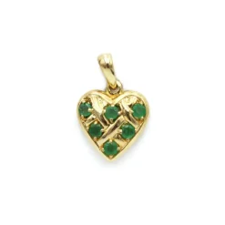 Pendentif Coeur - Or jaune et émeraudes