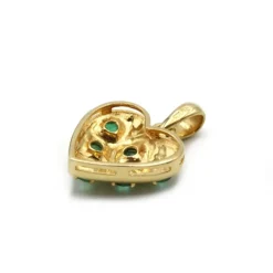 Pendentif Coeur - Or jaune et émeraudes