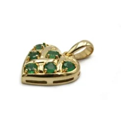 Pendentif Coeur - Or jaune et émeraudes