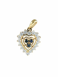 Pendentif Coeur Diamants Saphirs