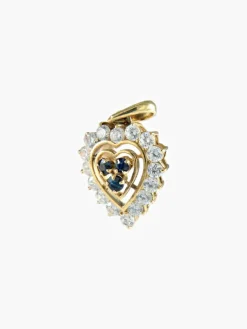 Pendentif Coeur Diamants Saphirs